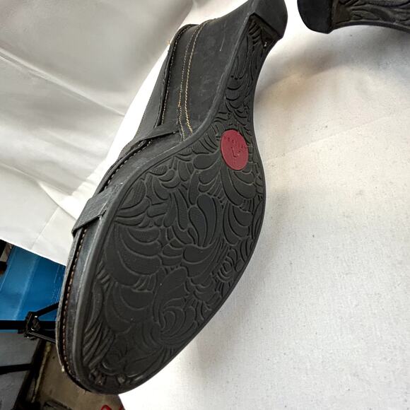 Clarks Artisan Black leather Size 9 heel wedge women's shoe - Picture 10 of 12